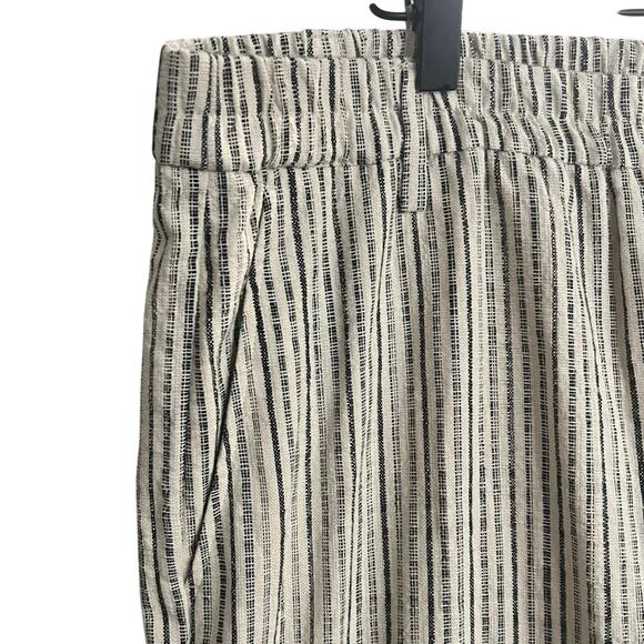 Eileen Fisher | Cotton Slouchy Ticking Stripe Tapered Ankle Pants | Natural | XL - Picture 3 of 8